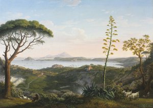 Uitzicht op de Golf van Pozzuoli vanaf Solfatara door Jacob Philippe Hackert